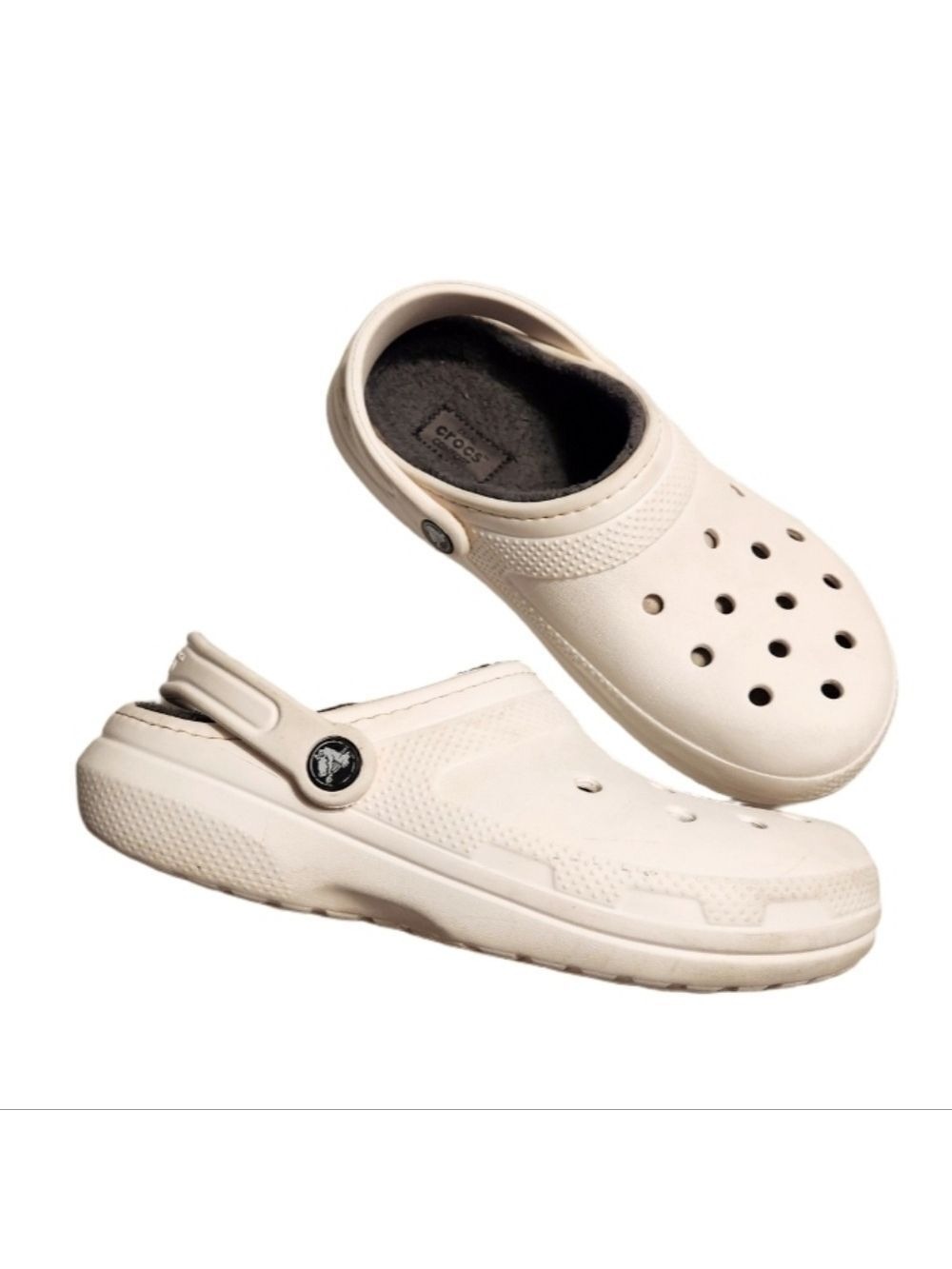 Crocs Classic Lined Clog White Grey Unisex Men's 6 Women's 8